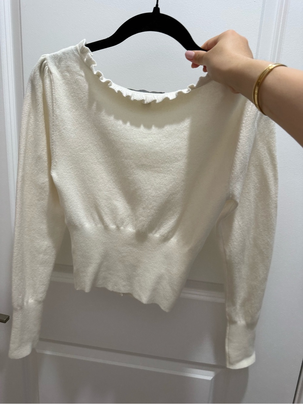 Urban Outfitters Cream Ruffle-Trim Button Cardigan - Picture 3 of 3